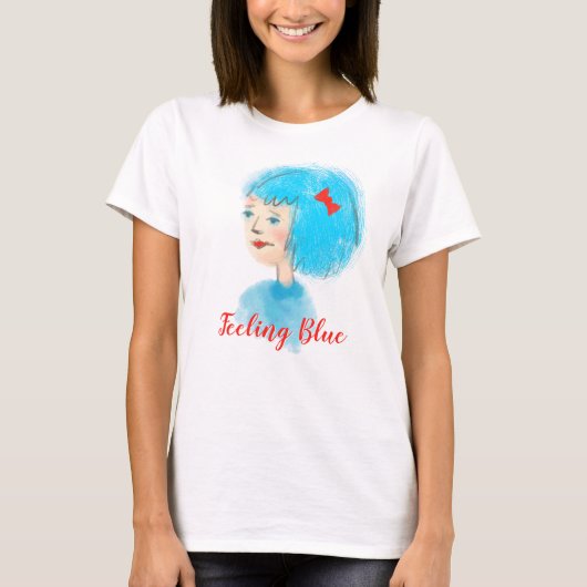 T-shirt Fille rétro de la dame de Blue Haired (Devant)