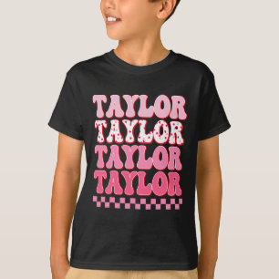 T-shirt Fille Rétro Taylor Prénom Personnalisé Groovy C