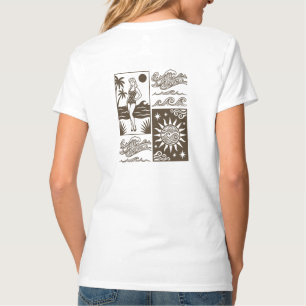 T-shirt Fille Rétro Vintage de Plage Pin-Up avec Vagues Oc