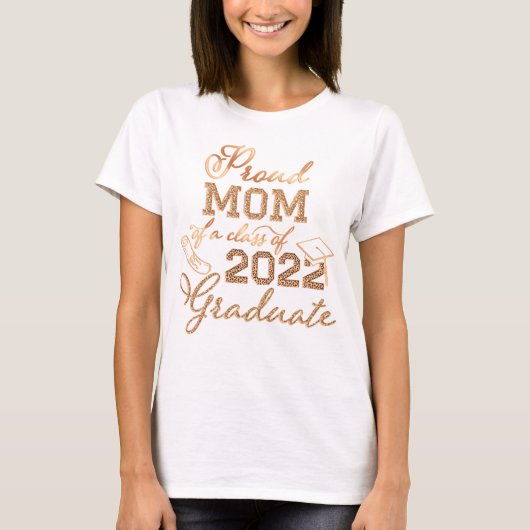 T-shirt Fille Rose Gold Fière Maman du 2022 Graduate (Devant)