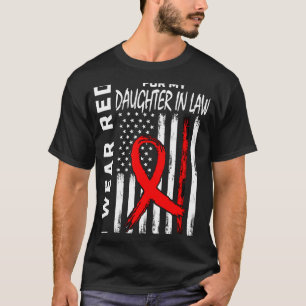 T-shirt Fille Rouge Ruban En Droit Sensibilisation aux mal
