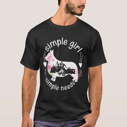 T-shirt Fille Simple Besoins Simples Camping Corgi (Devant)