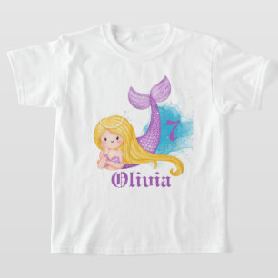 T-shirt Fille Sirène d'anniversaire personnalisée