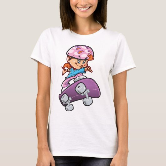 T-shirt Fille Skateboarder (Devant)
