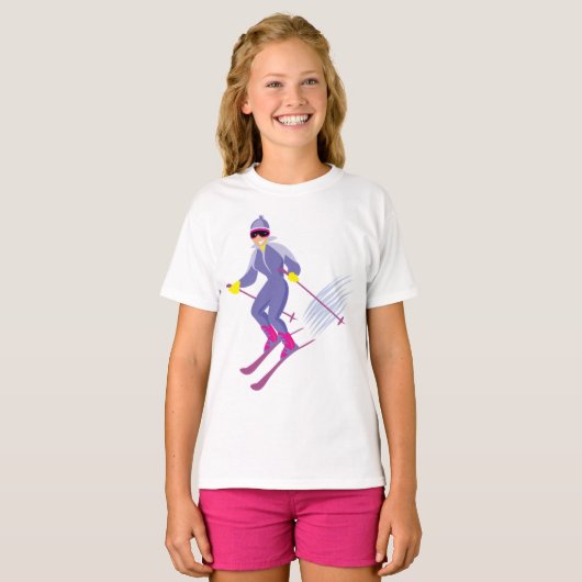 T-shirt fille ski (Devant entier)