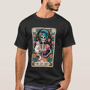 T-shirt Fille squelette propriétaire de chat La carte taro