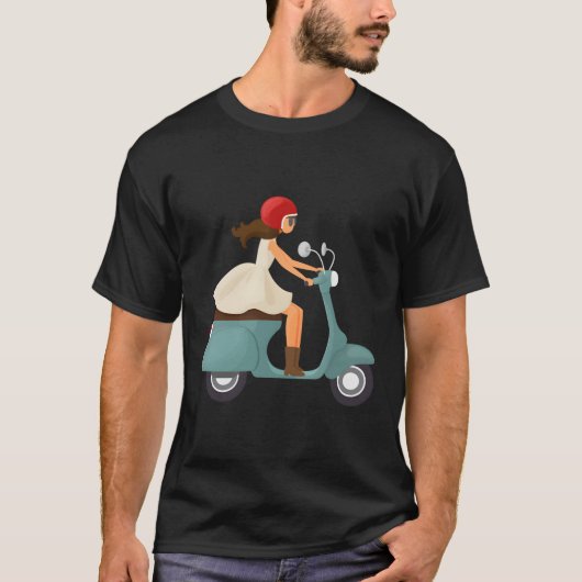 T-shirt Fille Sur Un Scooter (Devant)