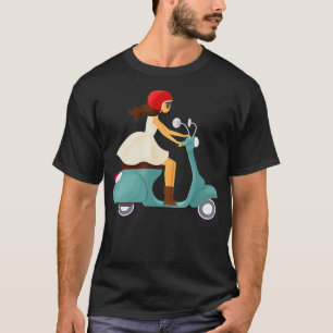 T-shirt Fille Sur Un Scooter