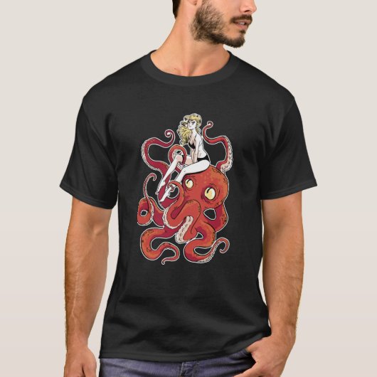 T-shirt Fille sur une pieuvre rouge Octopus (Devant)