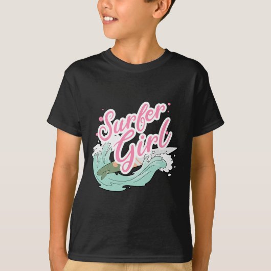 T-shirt Fille surfeuse faisant du surf (Devant)
