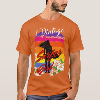 T-shirt Fille surfeuse vintage Hawaii North Shore