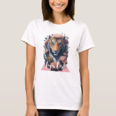 T-shirt Fille tigre en fleurs mignonne florale pour les am (Devant)