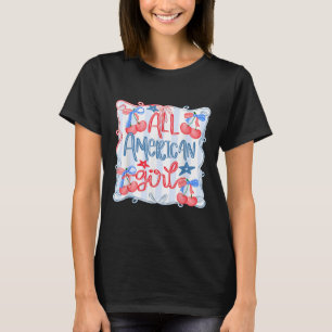T-shirt Fille Tout Américaine Coquette Arc 4 Juillet Patri