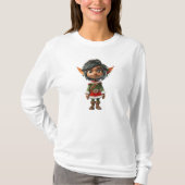 T-shirt Fille tranquille Noël Elf Drôle féminin (Devant)