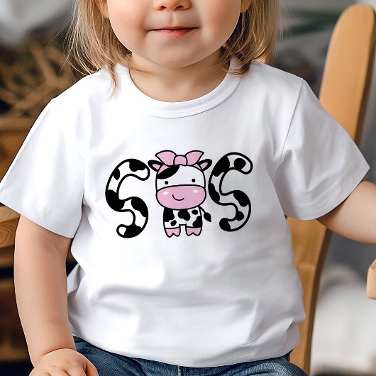 T-Shirt Fille Vache Soeur T-Shirt Enfant Anniversa