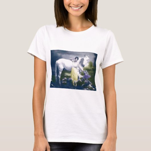 T-shirt fille victorienne avec cheval blanc (Devant)