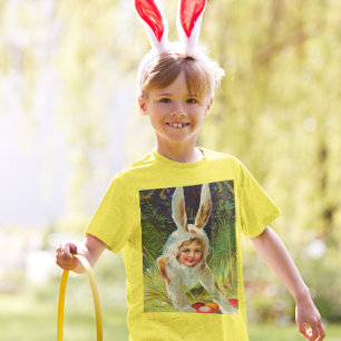 T-shirt Fille vintage de Pâques en costume lapin Enfants