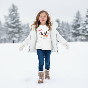 T-Shirt Fille Visage Bonhomme de Neige pour Enfant