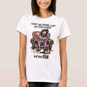T-shirt Fille Zombie Drôle Avec Citation De Bière Blanc