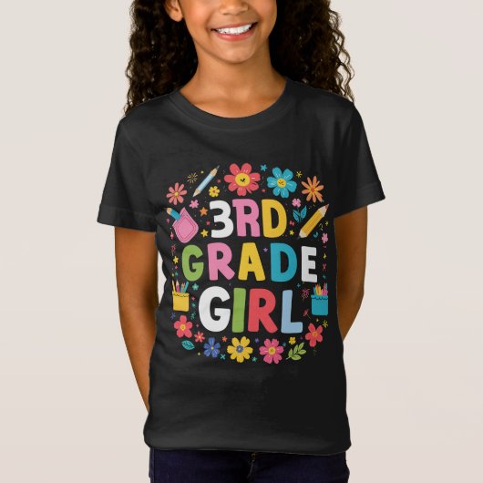 T-Shirt Filles 3e année Fille Première année Retour à l'éc (Devant)