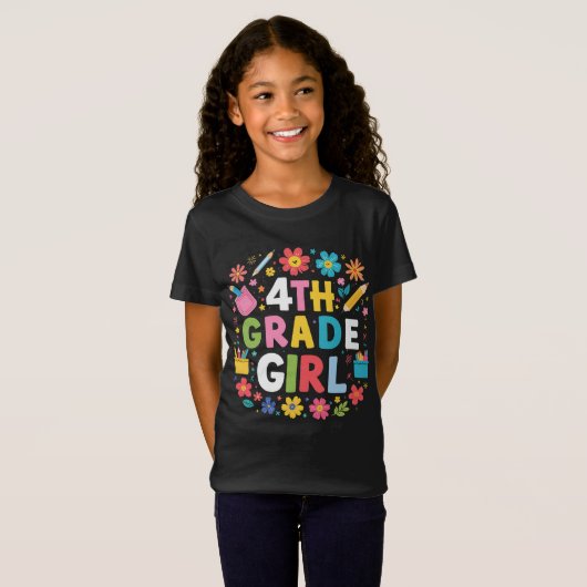 T-Shirt Filles 4e année Fille 4e année Retour à l'école (Devant entier)