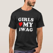 T-shirt Filles Aime Mon Swag Filles Coeur Mon Swag Amusant (Devant)