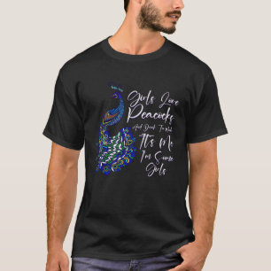 T-shirt Filles Aiment Peacocks Peacock Plumes colorées Tir