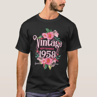 T-shirt Filles Anniversaire Né En Septembre 1958 Fleurs Bd