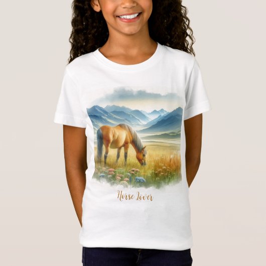 T-Shirt Filles Aquarelle Cheval Lover (Devant)
