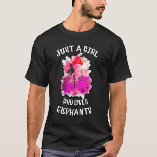 T-shirt Filles Aquarelle Eléphant Juste Une Fille Qui Aime