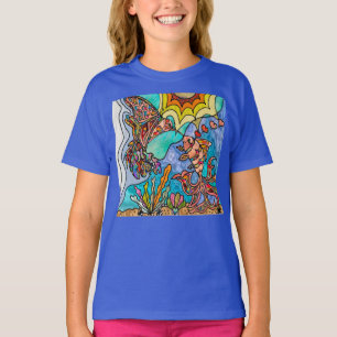 T-shirt Filles Art Reflet Poisson Rouge Colibri
