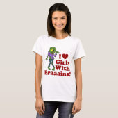 T-shirt Filles avec cerveaux Zombie (Devant entier)