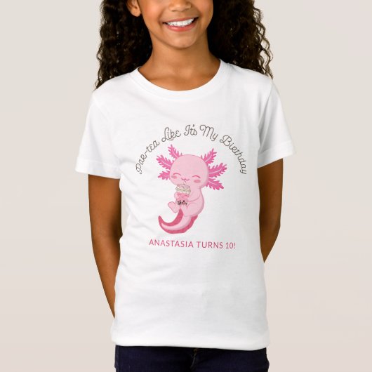 T-Shirt Filles Axolotl rose fête d'anniversaire Boba Thé P (Devant)