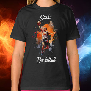 T-shirt Filles Basketball Aquarelle Personnalisée