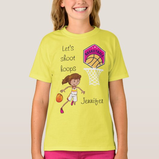 T-shirt Filles Basketball "Faisons un tir" Custom (Devant)