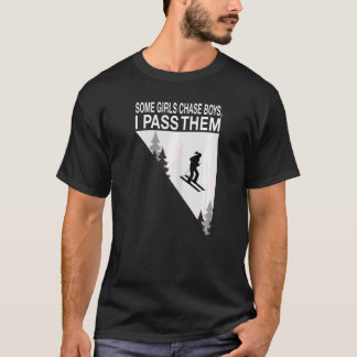 T-shirt Filles Chasse Garçons Je Les Passe Ski Girl