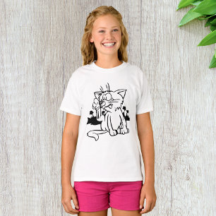 T-Shirt Filles Chat Noir Et Blanc
