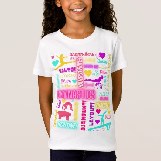 T-Shirt Filles colorées Gymnastique Glossaire Typographie (Devant)