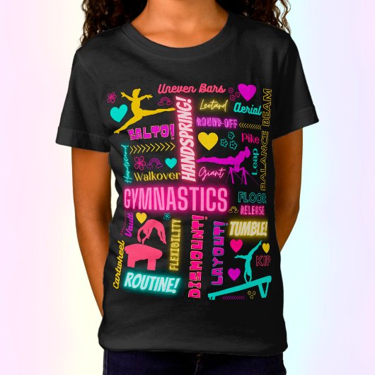 T-Shirt Filles colorées Gymnastique Glossaire Typographie 