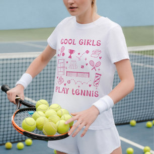 T-shirt Filles Cool Rose Jouent au Tennis Cœurs Mignons
