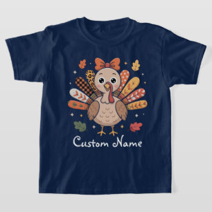 T-shirt Filles Coquettes de Thanksgiving Dinde Féminine
