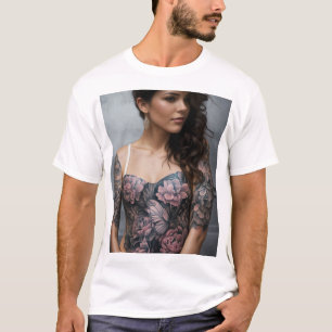 T-shirt Filles Corps et tatouage à la main Tee