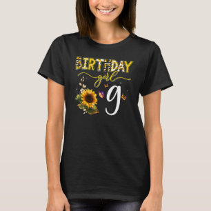 T-shirt Filles d'anniversaire 9e Papillon de tournesol 9 a