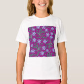 T-shirt filles d'art floral pourpre (Devant)