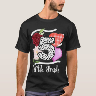 T-shirt Filles de 5e année Fleur de rose Retour à l'école