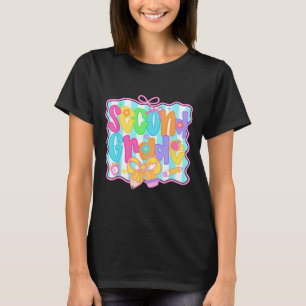 T-shirt Filles de deuxième année retour à l'école nœud mig