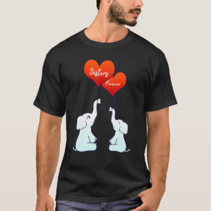 T-shirt Filles de famille Soeur Eternel Eléphants Coeur Lo