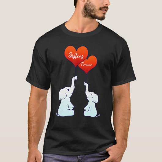 T-shirt Filles de famille Soeur Eternel Eléphants Coeur Lo (Devant)