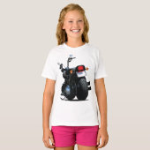 T-shirt filles de moto noire (Devant entier)