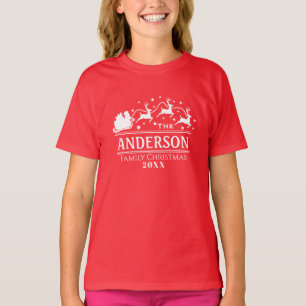 T-shirt Filles de Noël Nom de Famille Personnalisé Vacance